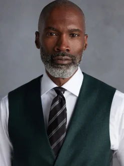 Vert - Gilet de costume en flanelle de laine et cachemire mélangés Signature Zignone