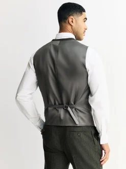 Vert - Gilet de costume en laine mérinos mélangée