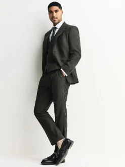 Vert - Gilet de costume en laine mérinos mélangée