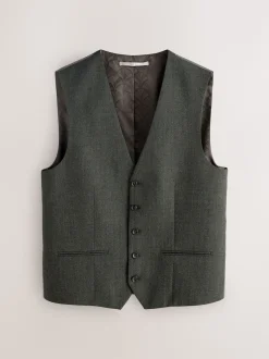 Vert - Gilet de costume en laine mérinos mélangée