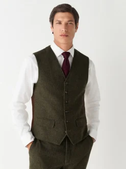 Vert - Gilet de costume en laine à chevrons Blend