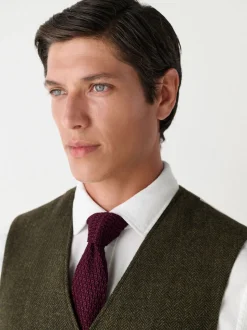 Vert - Gilet de costume en laine à chevrons Blend