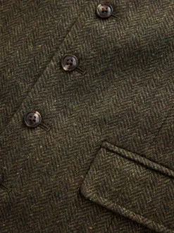 Vert - Gilet de costume en laine à chevrons Blend