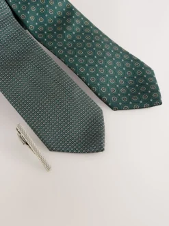 Vert - Lot de 2 cravates clip texturées