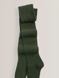 Vert - Lot de 3 de collants pour l'école en coton riche