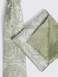 Vert - MOSS Mariage Motif paisley Cravate