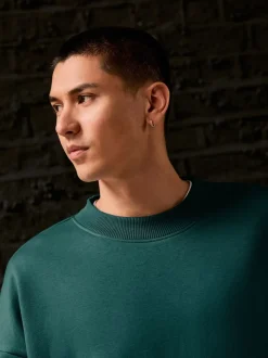 Vert - Oversize - Sweat-shirt épais à Col rond riche en coton