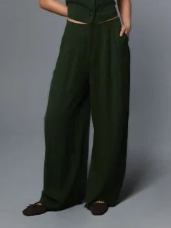 Vert - Pantalon plissé ultra-large