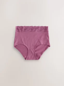 Vert à petites fleurs - Lot de 4 culottes en coton et dentelle