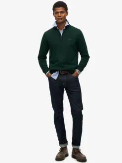Vert - Pull Superdry en laine Blend demi-zippé