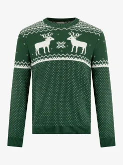 Vert - Pull The Little Tailor à motif jacquard et renne de Noël