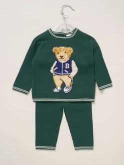 Vert - Rock-A-Bye Baby Boutique Ensemble pull et pantalon en maille ours véritable