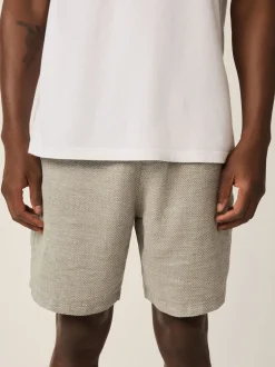 Vert - Shorts en Lin Mélange à taille élastique