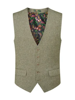 Vert - Skopes Jude Tweed Coupe sur mesure Suit Gilet