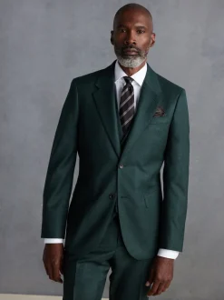 Vert - Slim Fit (Slim Fit) - Veste de costume en flanelle de laine et cachemire mélangées Signature Zignone