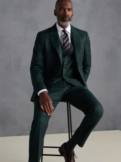 Vert - Slim Fit (Slim Fit) - Veste de costume en flanelle de laine et cachemire mélangées Signature Zignone