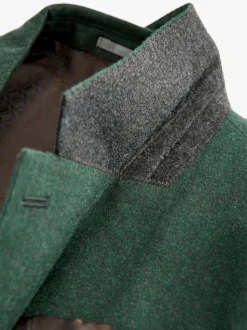 Vert - Slim Fit (Slim Fit) - Veste de costume en flanelle de laine et cachemire mélangées Signature Zignone