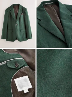 Vert - Slim Fit (Slim Fit) - Veste de costume en flanelle de laine et cachemire mélangées Signature Zignone