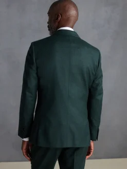 Vert - Slim Fit (Slim Fit) - Veste de costume en flanelle de laine et cachemire mélangées Signature Zignone