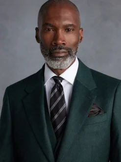 Vert - Slim Fit (Slim Fit) - Veste de costume en flanelle de laine et cachemire mélangées Signature Zignone