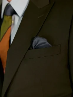 Vert - Slim Fit (Slim Fit) - Veste de costume Coupe ajustée Motion Flex Mélange en laine