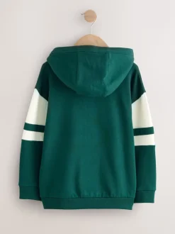 Vert - Sweat à capuche color block (3-16 ans)