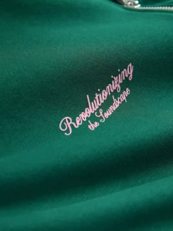 Vert - Sweat-shirt à col zippé à imprimé graphique simple