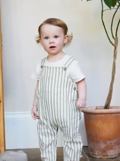 Vert - The Little Tailor Ensemble salopette et t-shirt tissé bébé