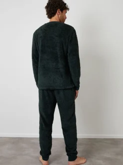 Vert - Threadbare Ensemble de vêtements d'intérieur bicolore Borg