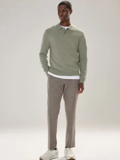 vert - Uni - Polo en Coupe classique à Manches longues Essential