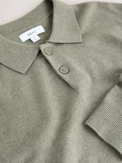 vert - Uni - Polo en Coupe classique à Manches longues Essential