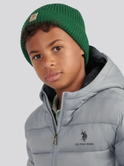 Vert - U.S. Polo Assn. Bonnet Signature Double Horsemen en maille