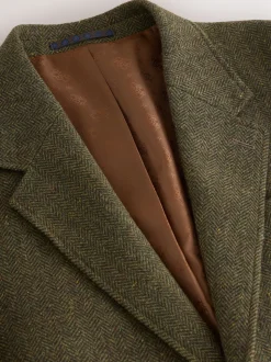 Vert - Veste de costume Coupe ajustée en laine à chevrons