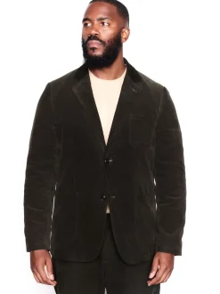 Vert - Veste de costume décontractée en velours côtelé