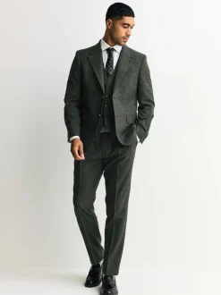 Vert - Veste de costume habillée en laine mérinos Blend