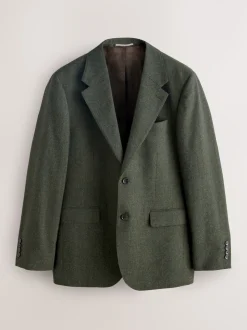 Vert - Veste de costume habillée en laine mérinos Blend