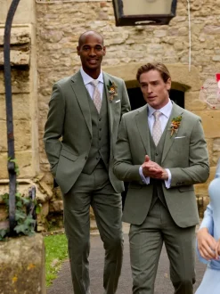 Vert - Veste de costume Skopes ajustée en mélange de lin Calvados