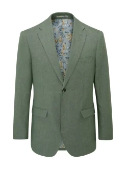 Vert - Veste de costume Skopes ajustée en mélange de lin Calvados