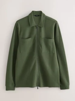 Vert - Veste-chemise texturée zippée