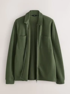 Vert - Veste-chemise texturée zippée