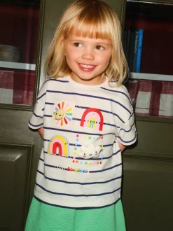 Vert arc-en-ciel - Ensemble haut à manches courtes et pantalon barillet (3mois-7ans)