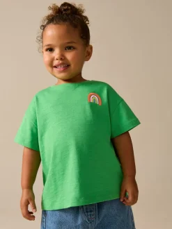 Vert arc-en-ciel - T-shirt brodé à manches courtes (3mois à7ans)