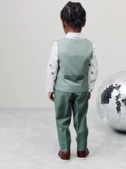 Vert avec dinosaure - Ensemble Gilet, Chemises, Pantalons et nœud papillon (3mois à9ans)