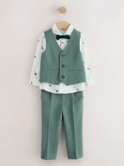 Vert avec dinosaure - Ensemble Gilet, Chemises, Pantalons et nœud papillon (3mois à9ans)