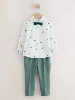 Vert avec dinosaure - Ensemble Gilet, Chemises, Pantalons et nœud papillon (3mois à9ans)