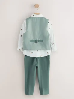 Vert avec dinosaure - Ensemble Gilet, Chemises, Pantalons et nœud papillon (3mois à9ans)