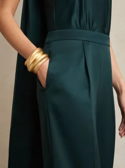 Vert bleu sarcelle - Combinaison Cape Reiss Farah en satin à ceinture