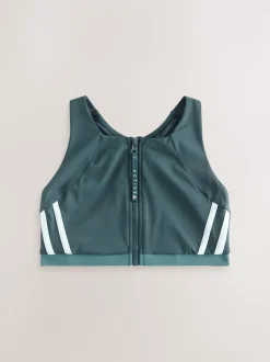 Vert bleu sarcelle - Haut de bikini raccourci Active à col montant