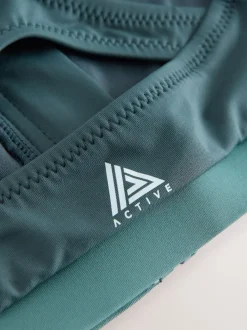 Vert bleu sarcelle - Haut de bikini raccourci Active à col montant