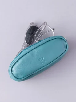 Vert bleu sarcelle - Étui Lakeland en cuir à deux verres